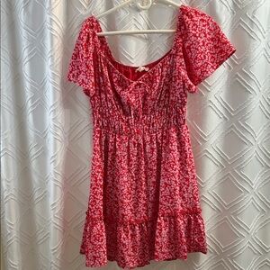 Rewind Red Dress with White Floral Design
